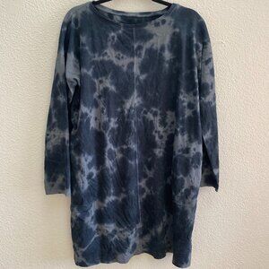 J. Jill Pure Jill Cloud Tie-Dyed Knit Dress Large Black Gray Casual 100% Cotton